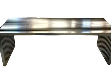 MILO BAUGHMAN STYLE CHROME SLAT COFFEE TABLE 47"