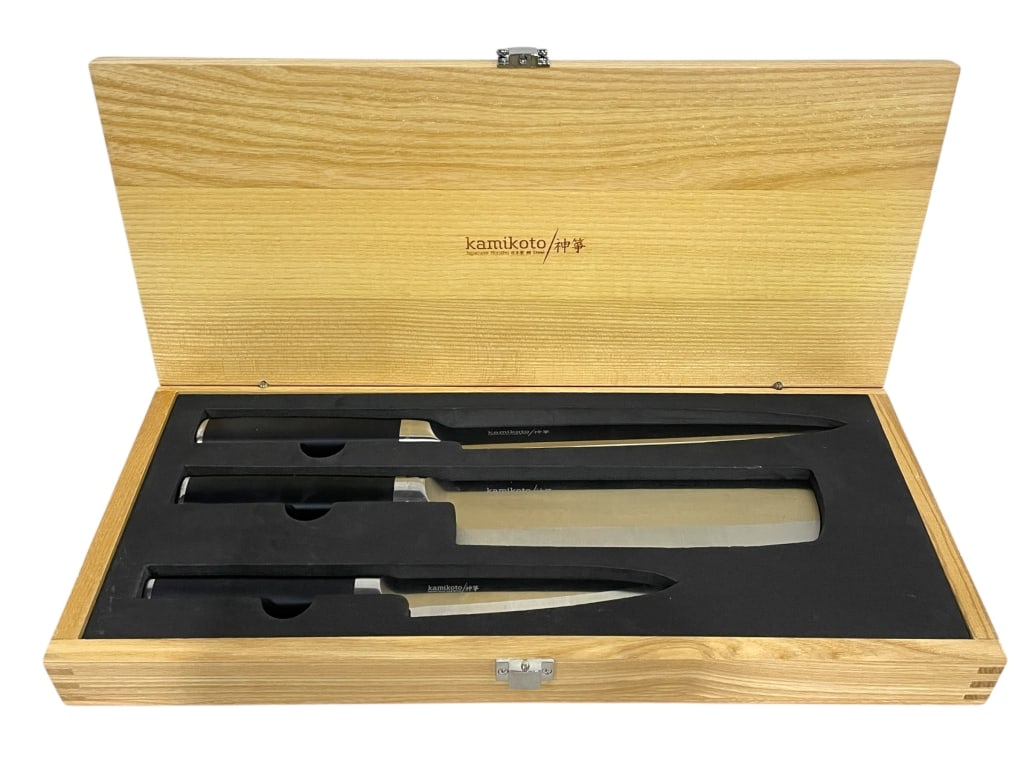 KAMIKOTO 3-PIECE JAPANESE STEEL KNIFE SET IN BOX (1 of 6)