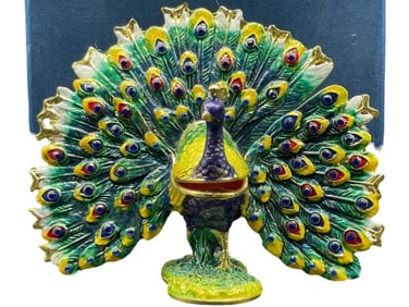 NEW!! STRONGWATER STYLE JEWELED ENAMEL PEACOCK TRX
