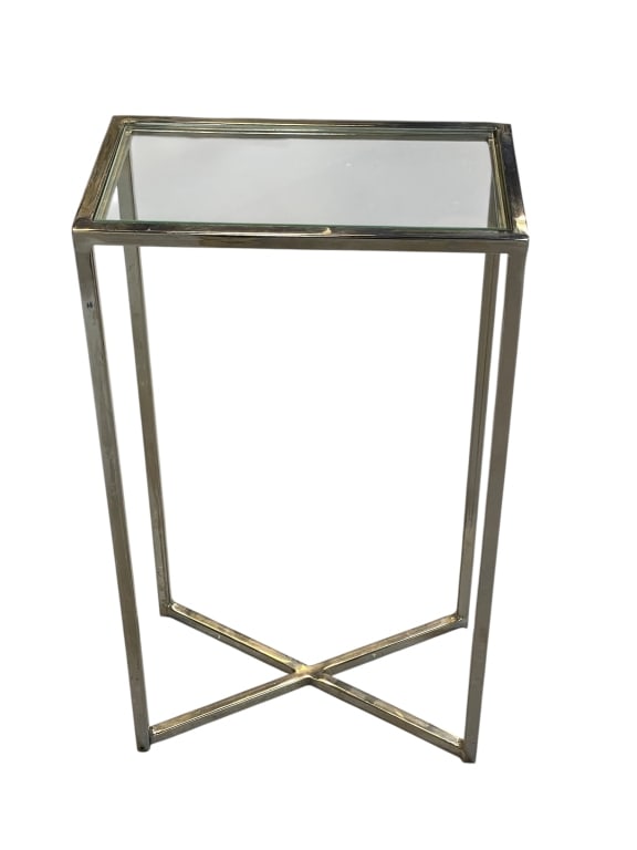 MODERN GLASS AND CHROME SIDE TABLE (1 of 5)