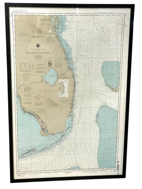 NOAA NAUTICAL CHART CAPE CANAVERAL TO KEY WEST 50" (1 of 3)