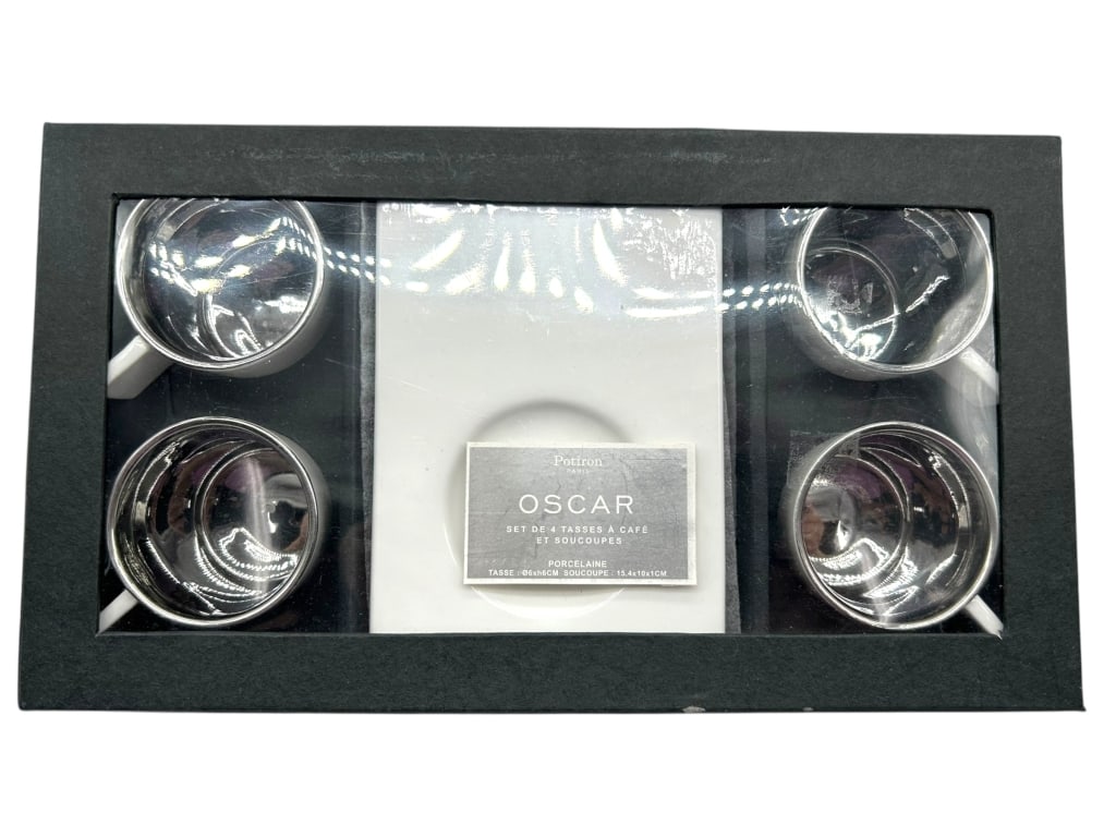 POTIRON PARIS SET OF 4 SMALL COFFEE CUPS & PLATES (1 of 8)