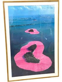CHRISTO SURROUNDED ISLANDS SIGNED PRINT 43.5"