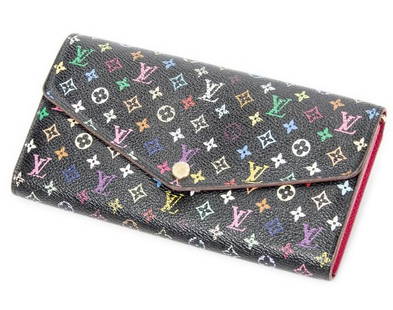 LOUIS VUITTON SARAH MULTICOLOR MONOGRAM WALLET: LOUIS VUITTON SARAH MULTICOLOR MONOGRAM WALLET_x005F -BLACK_x005F -COATED CANVAS_x005F -19*10*2CM_x005F -CONDITION RATING AB_x005F -ABA8543_x005F -LOUIS VUITTON MULTICOLOR MONOGRAM SARAH WALLET IN BLA