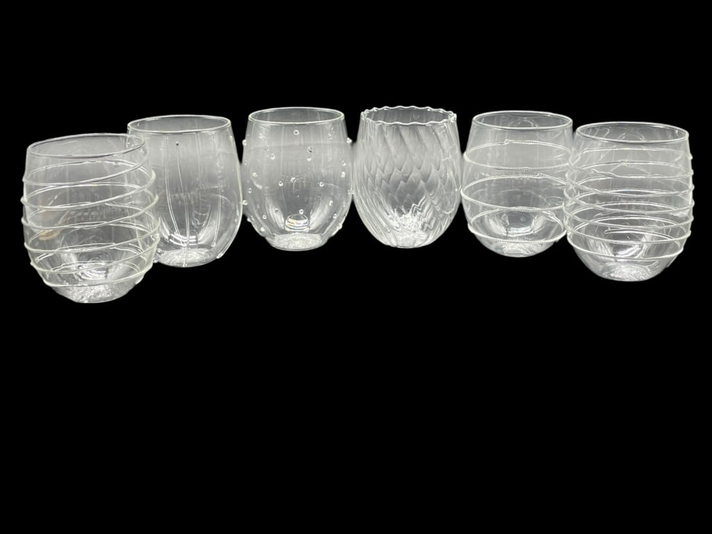 SET OF 6 TEXTURE BRAND HAND-BLOWN GLASS TUMBLERS (1 of 7)