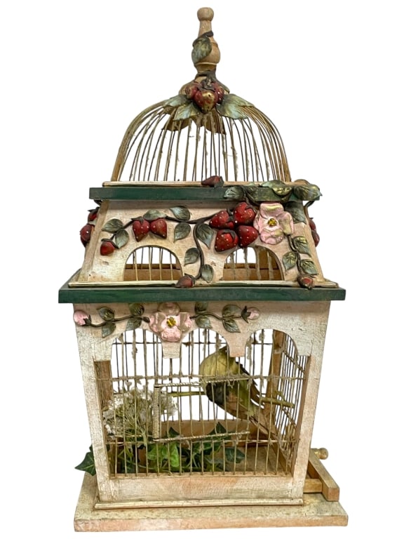 HAND-PAINTED WOODEN VICTORIAN BIRDCAGE 25" (1 of 6)