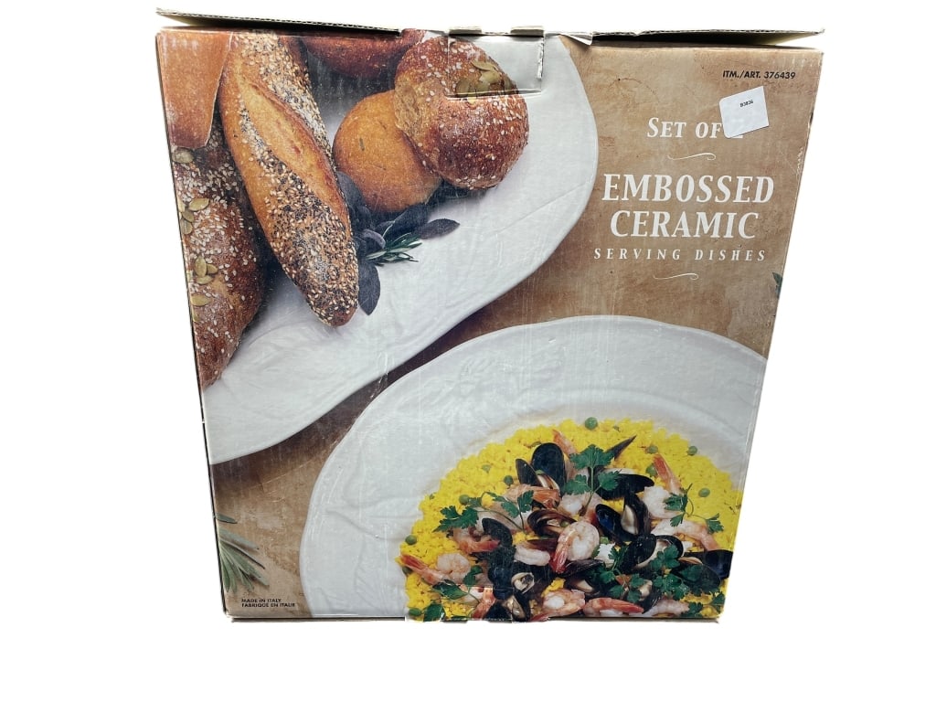 PAIR OF CERMIC EMBOSSED SERVING DISHES (1 of 2)