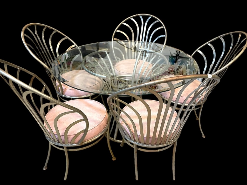 6-PIECE REGENCY  / DECO STYLE METAL DINING SET (1 of 8)