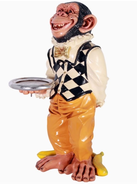 Whimsical Monkey Butler Statue with Tray (1 of 2)