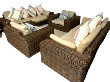 4-PIECE WOVEN RATTAN OUTDOOR/INDOOR LOUNGE SET
