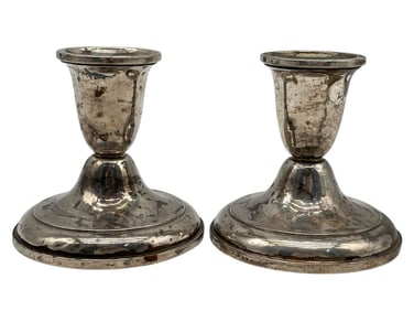 PAIR OF VINTAGE STERLING WEIGHTED CANDLE HOLDERS