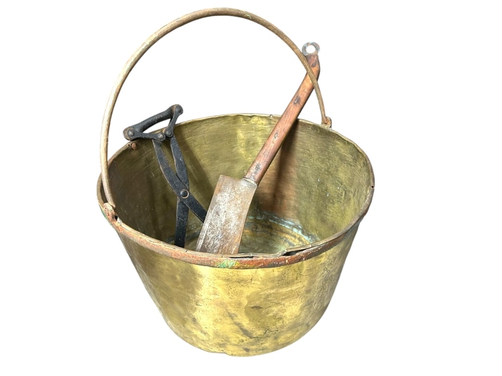 ANTIQUE FARM BUCKET WITH CLEAVER AND ICE TONGS (1 of 11)