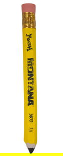 RAY GROSS MONTANA YELLOW PENCIL SCULPTURE 24": STRIKING AND PLAYFUL LARGE-SCALE PORCELAIN SCULPTURE BY ARTIST RAY GROSS, DEPICTING A CLASSIC "MONTANA" NO. 2 PENCIL. THIS HYPERREALISTIC WORK IS CRAFTED IN PORCELAIN WITH HAND-PAINTED DETAILING AND A