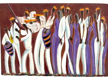 VINTAGE HAITIAN FOLK ART PAINTING 36"