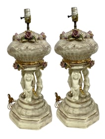 CAPODIMONTE STYLE PORCELAIN LAMPS 28"