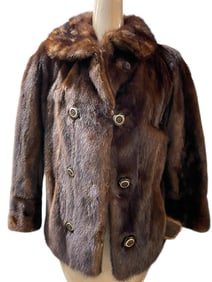 DARK MAHOGANY MINK FUR DOUBLE-BREASTED JACKET