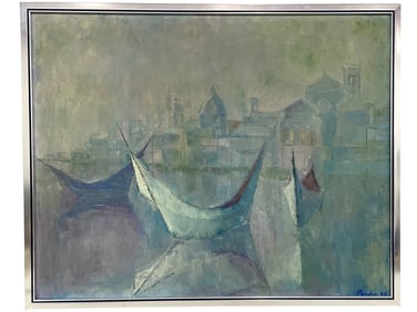 PANDO 1962 MID-CENTURY MODERN ABSTRACT OIL CANVAS