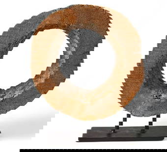 WOOD HALF UKHLI WHEEL ON STAND 24": WOOD HALF UKHLI WHEEL ON STAND – BURNT WAX FINISH – ARTIFACT SCULPTUREA STRIKING ORGANIC STATEMENT PIECE, THIS WOOD HALF UKHLI WHEEL ON STAND BRINGS AN EARTHY, MUSEUM-QUALITY AESTHETIC TO ANY SPAC