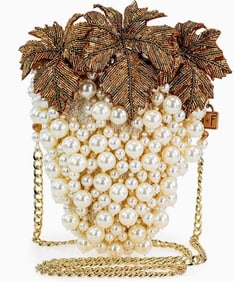 NEW MARY FRANCES GRAPES GALORE PEARL HANDBAG