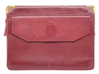 CARTIER BORDEAUX LEATHER CLUTCH BAG
