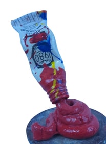 RAY GROSS RED GAMBLIN TUBE OF PAINT SCULPTURE 11"