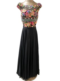 SHERRI HILL EVENING GOWN WITH EMBROIDERED BODICE