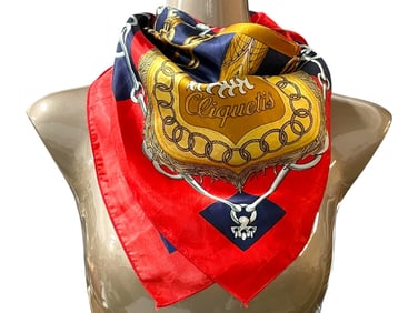 RED SQUARE SCARF WITH MILITARY & REGALIA MOTIFS