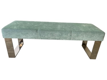 MODERN UPHOLSTERED  BENCH W  CHROME BASE 51"