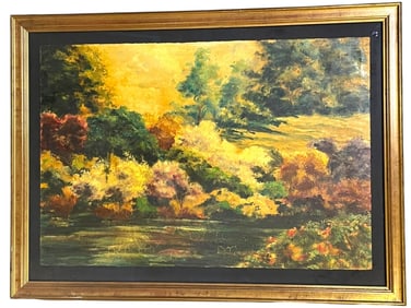LARGE IMPRESSIONIST LANDSCAPE PAINTING FRAMED 52"
