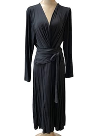 CABI BLACK LONG-SLEEVE WRAP DRESS WITH TIE WAIST