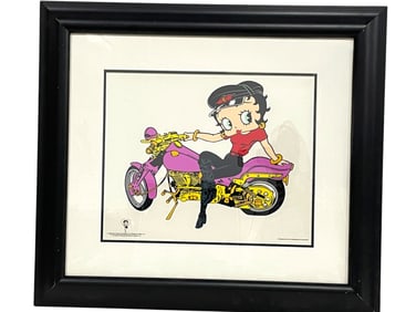BETTY BOOP MOTORCYCLE MAMA ANIMATION CEL ART 27"