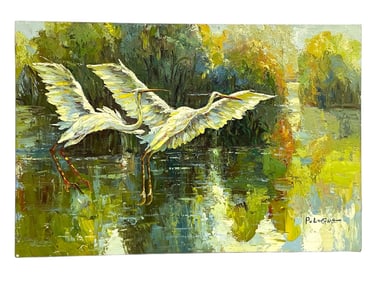 SIGNED HIGHWAYMEN STYLE HEREN PAINTING 36"