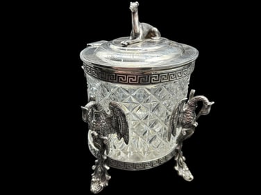 VINTAGE ORNATE CUT CRYSTAL BISCUIT BOX