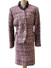 ANNA DE ROSSI COUTURE PURPLE TWEED SKIRT SUIT