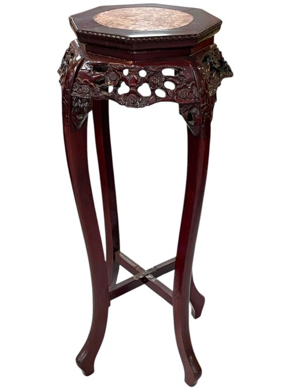 ANTIQUE CHINESE STYLE MARBLE-TOP PLANT STAND 36" (1 of 2)