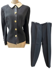 RICHARD CARRIERE BLACK PANTSUIT W GOLD BUTTONS
