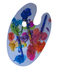 RAY GROSS 3-BRUSH ARTIST PALETTE SCULPTURE 13.25"