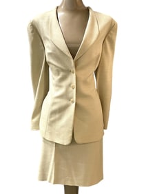 ESCADA WOMENS CREAM JACKET & SKIRT SZ 44/42