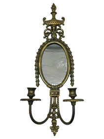 VICTORIAN STYLE BRASS MIRRORED WALL SCONCE 24"