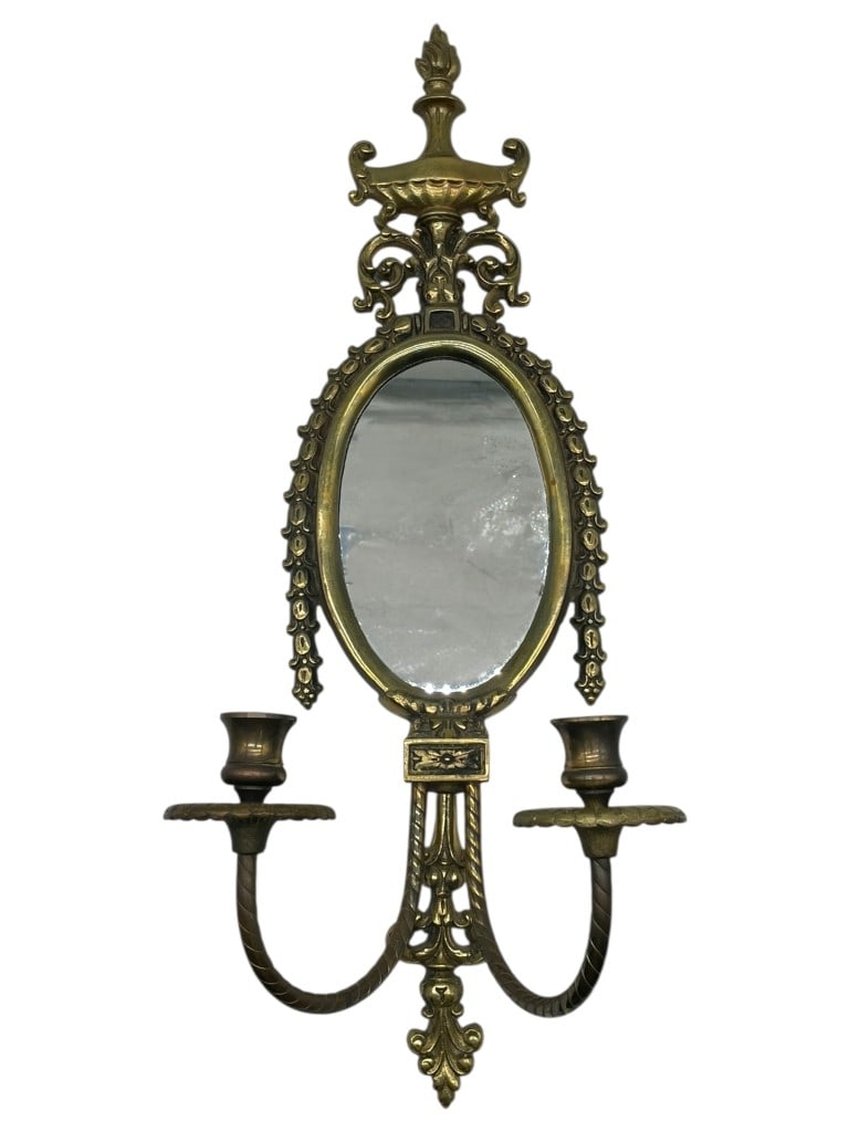 VICTORIAN STYLE BRASS MIRRORED WALL SCONCE 24" (1 of 4)