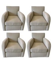 SET OF 4 MODERN SWIVEL CLUB CHAIRS ON CASTERS
