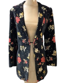 UNGARO PARALLELE BLACK VELVET FLORAL BLAZER