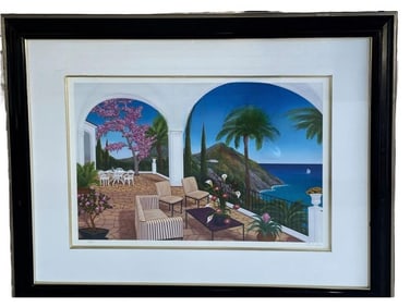FANCH LEDAN TERRACE ON THE RIVIERA LITHO PRINT 47"