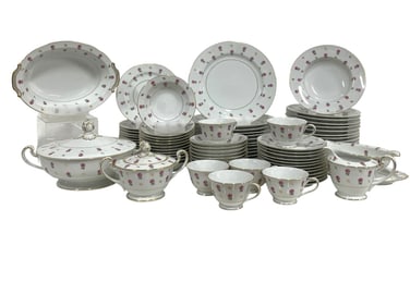 70-PIECE NORITAKE CHINA SET "ROSALIE" PATTERN