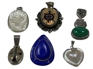 DIVERSE COLLECTION OF STERLING PENDANTS