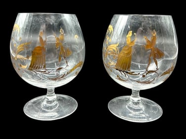 PAIR OF VINTAGE BRANDY SNIFTERS 5"