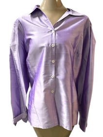 WORTHINGTON 100% SILK LAVENDER BUTTON-DOWN BLOUSE