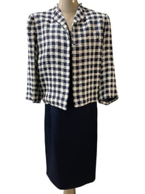B LOUISE TWEED DRESS SUIT WITH CHECK JACKET