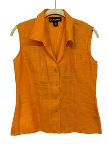 COMPANY BY ELLEN TRACY SLEEVELESS LINEN BLOUSE