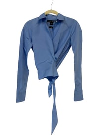 RALPH LAUREN BLUE WRAP BLOUSE